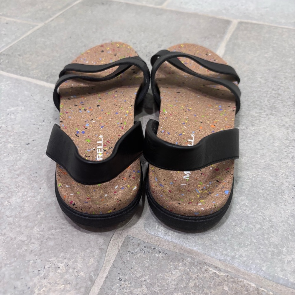 NWOT Merrell Napa Valley Sling Leather Sandals Dark Malbec Women’s 10 Black - Picture 4 of 7